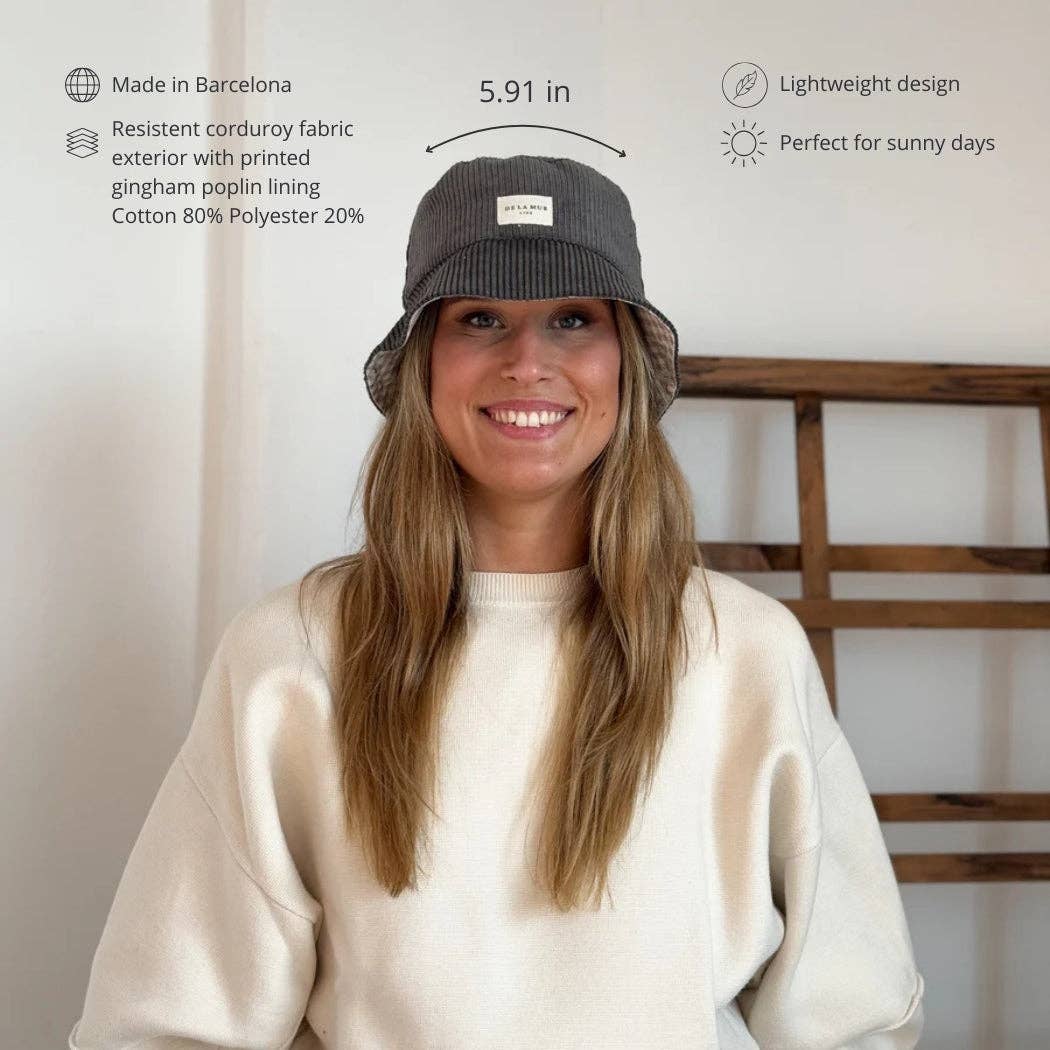 Corduroy Bucket Hat – Charcoal Gray (Boni)