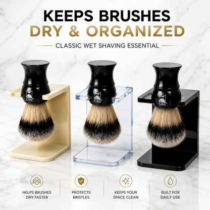 GENTS Classic Shaving Brush Stands – Black, Clear, Ivory