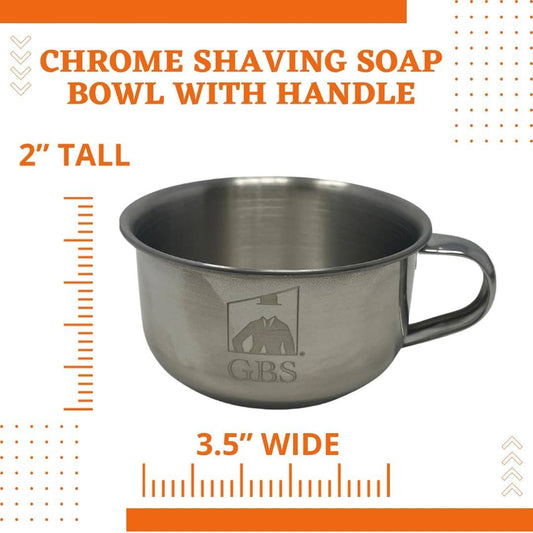 GBS Stainless Shaving Bowl with Handle and Soap