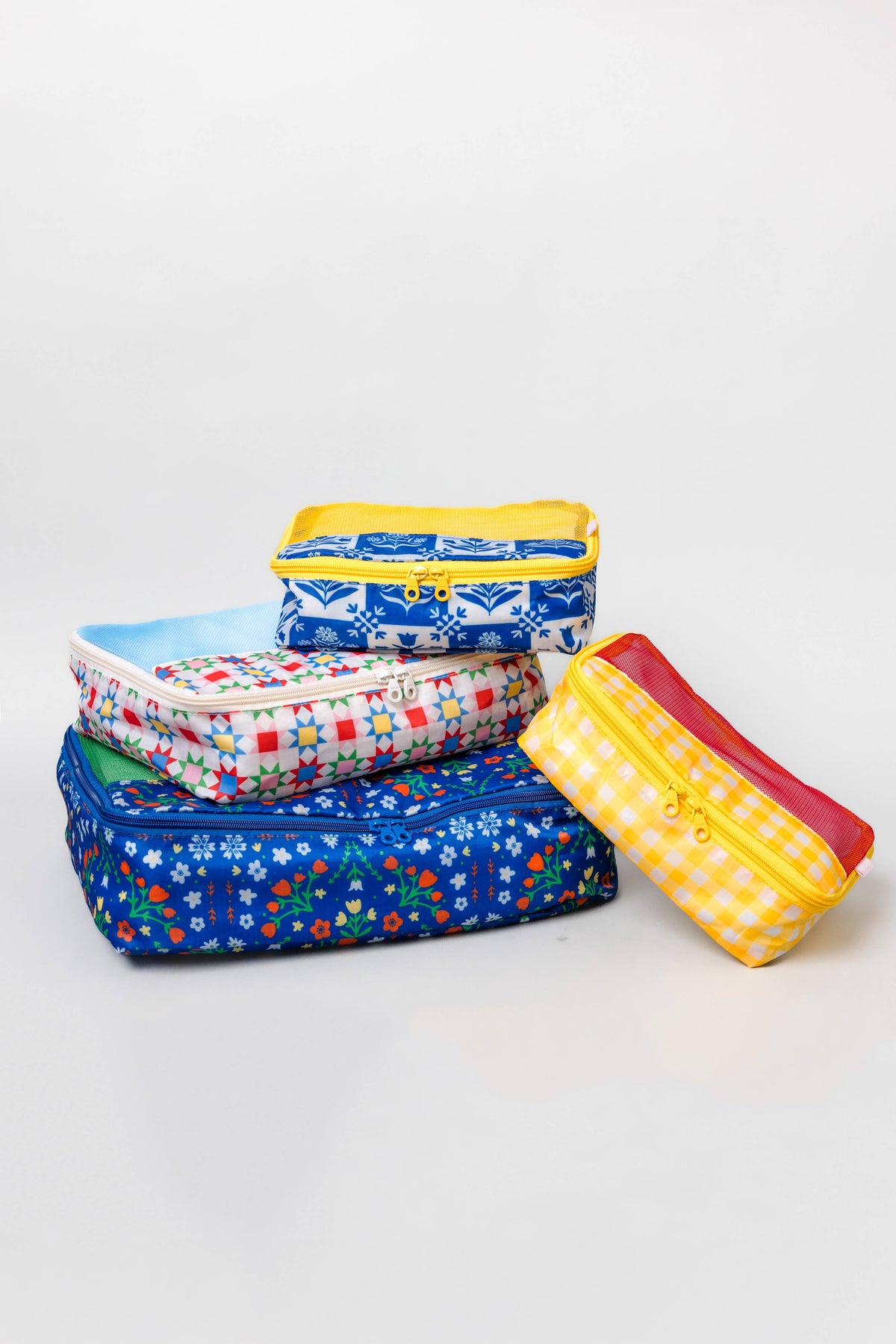 Packing Cube Set, Blue Scandinavian Floral