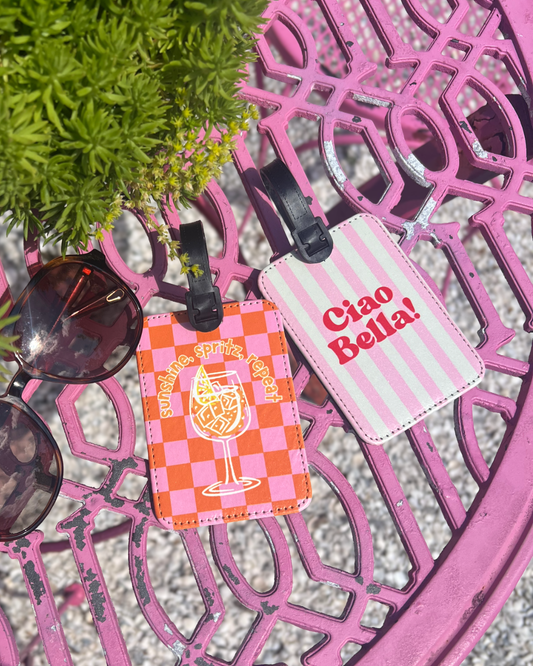 Sunshine Spritz Repeat Checkered Luggage Tag