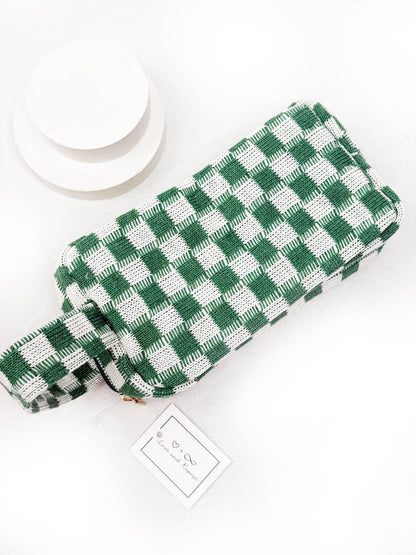 Famous Checker Cosmetic / Toiletry Bag with handle