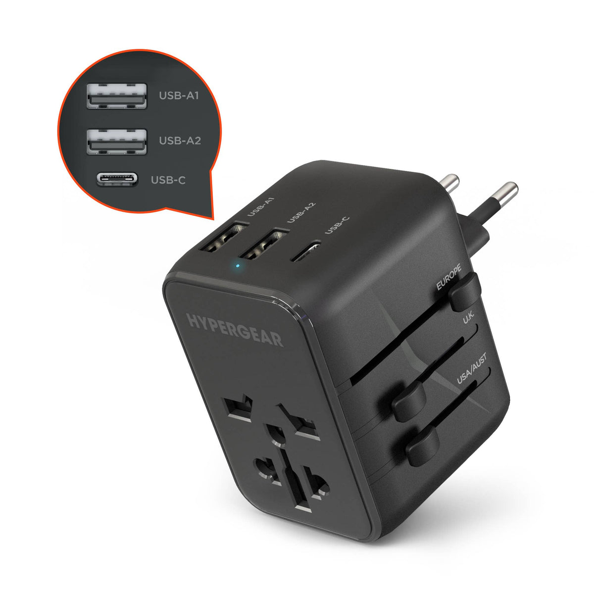 WorldCharge Universal Travel Adapter with USB-C
