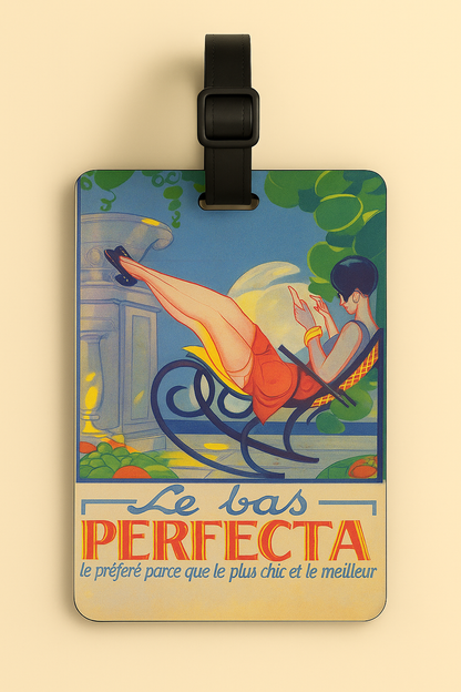 Vegan Leather Luggage Tags: Vintage Poster Art (Perfecta)