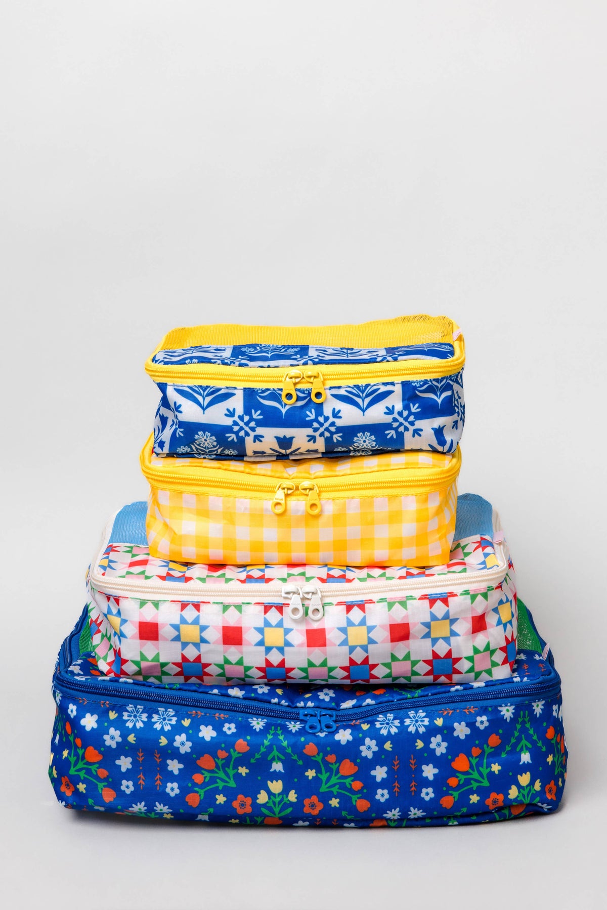Packing Cube Set, Blue Scandinavian Floral