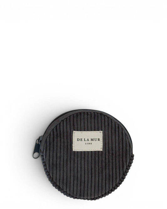 Corduroy Round Coin Purse – Charcoal Gray (Boni)