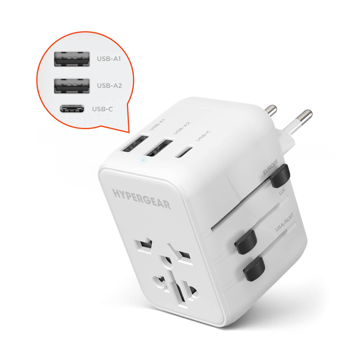 WorldCharge Universal Travel Adapter with USB-C