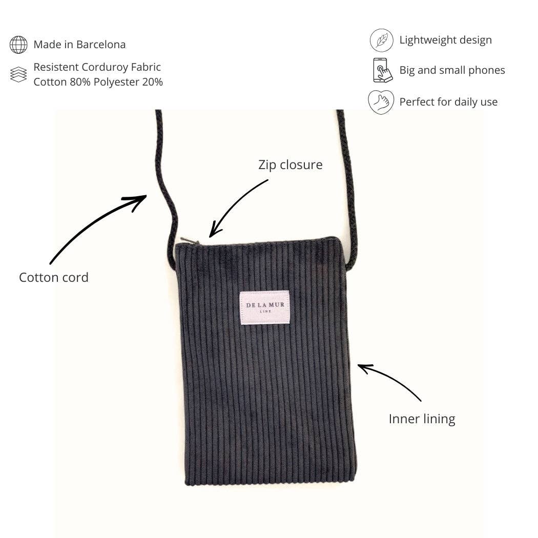 Corduroy Phone Sleeve – Charcoal Gray (Boni)