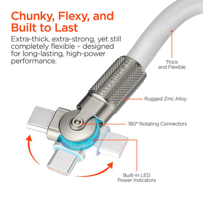 Chunky180° 100W USB-C to USB-C Rugged Fast Charge Cable 6ft