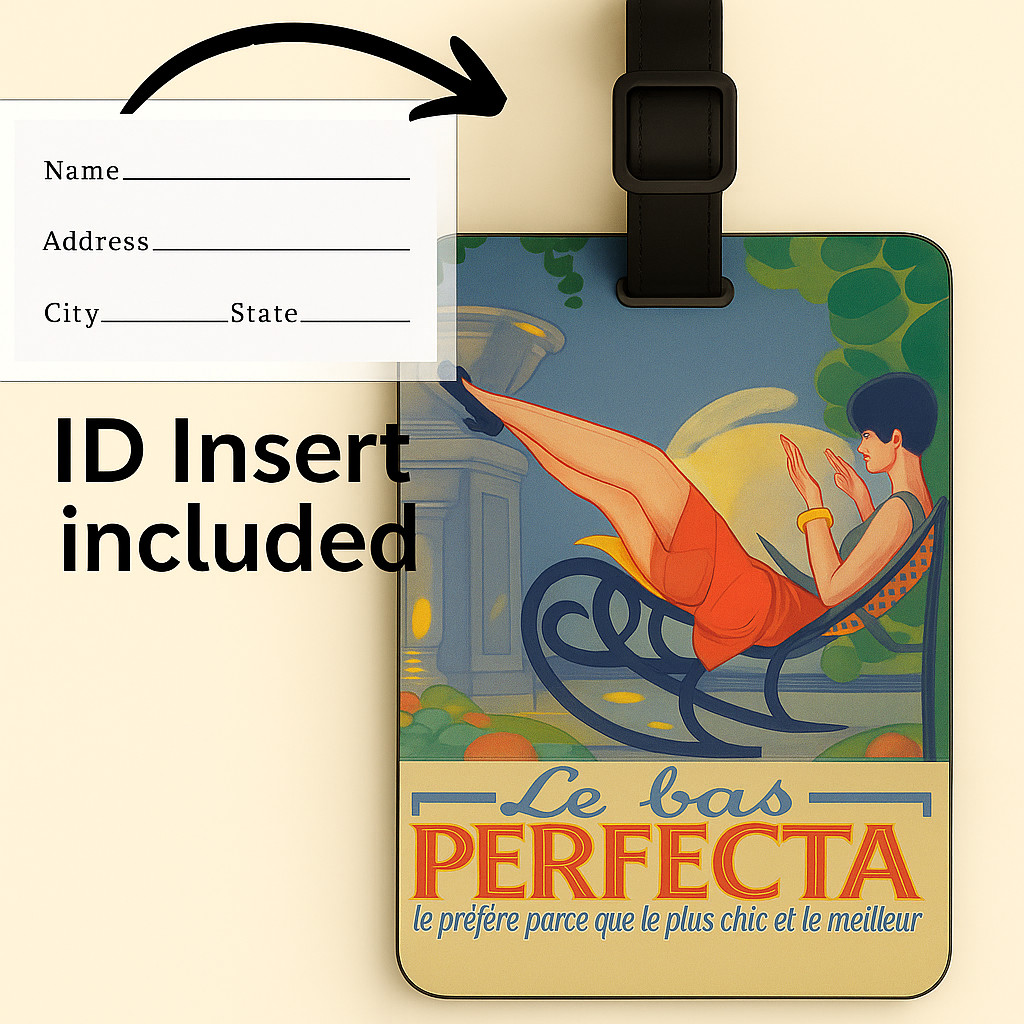Vegan Leather Luggage Tags: Vintage Poster Art (Perfecta)