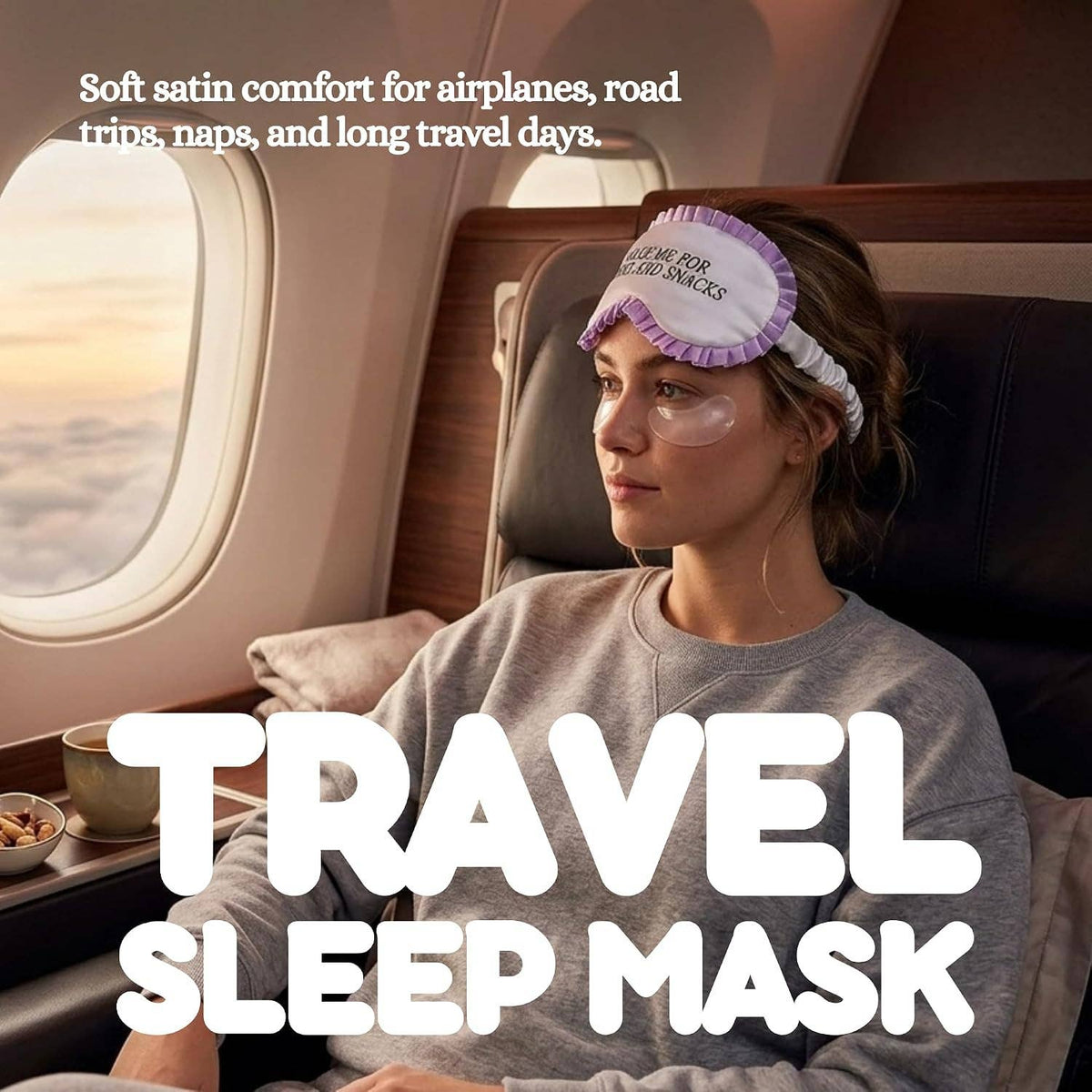 Adjustable Ruffle Satin Sleep Eye Mask - Wake Me For Drinks