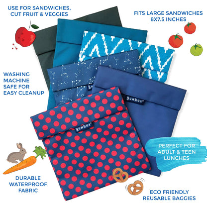 Zero Waste Sandwich Bag - Set of 2 - Navy & Starry Sky