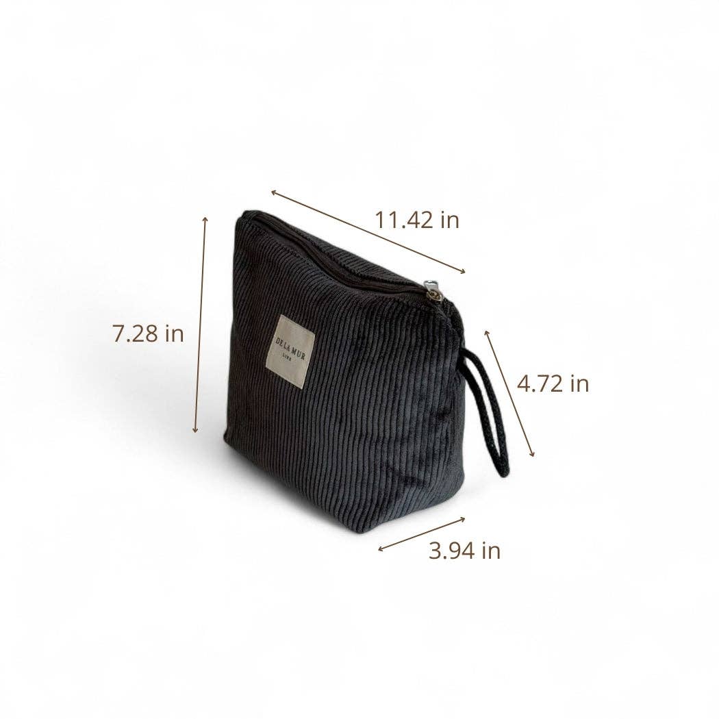 Corduroy Small Makeup Bag – Charcoal Gray (Boni)