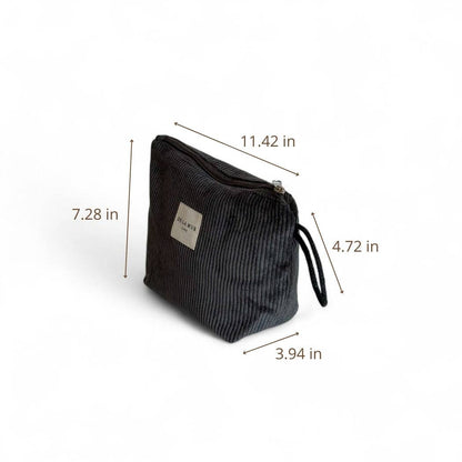 Corduroy Small Makeup Bag – Charcoal Gray (Boni)