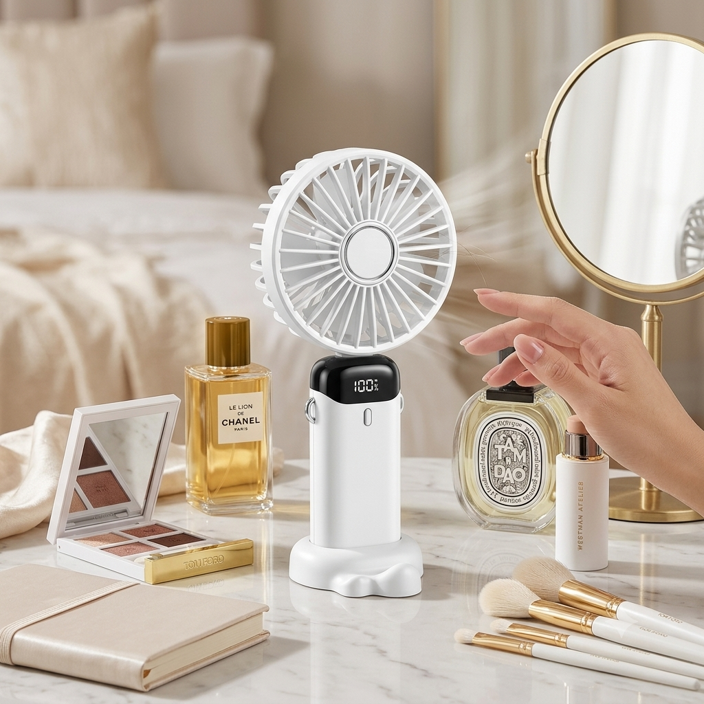 Portable Foldable Handheld Fan | Phone Stand & LED Display