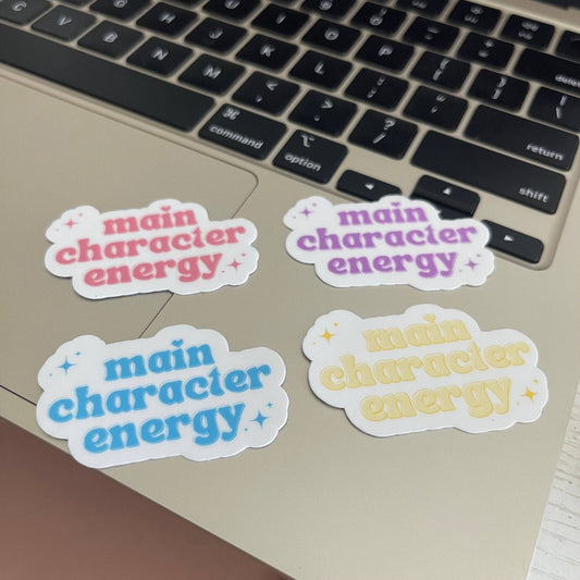 Main character energy bookish sticker