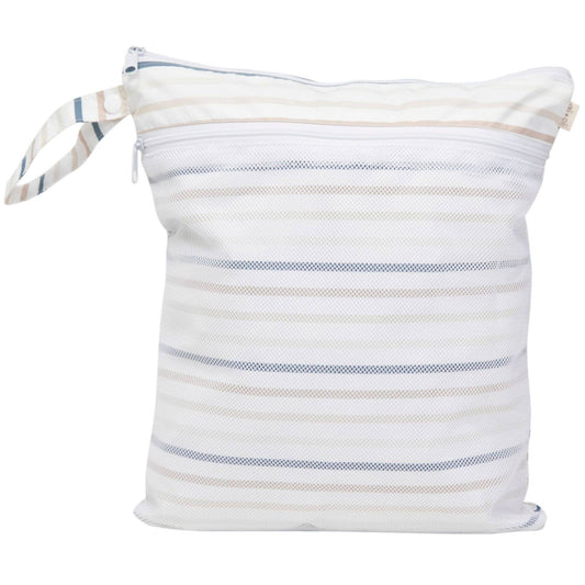 Dual-Compartment Wet/Dry Bag with Mesh Pocket (Stripes)
