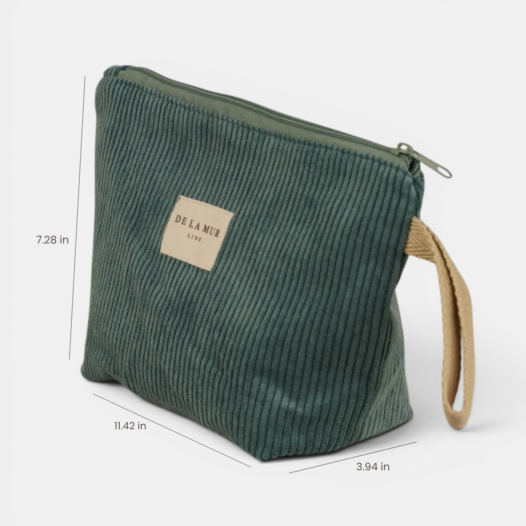 Corduroy Large Makeup Bag – Teal (Jade)