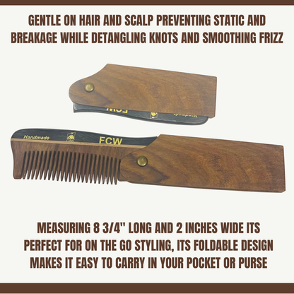 G.B.S Handmade Folding Wooden Hair & Beard Comb