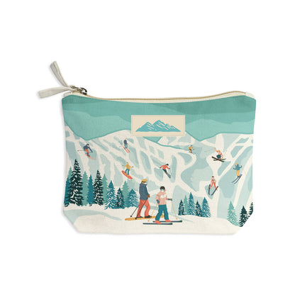 Whimsical Ski Recycled Canvas Zip Pouch