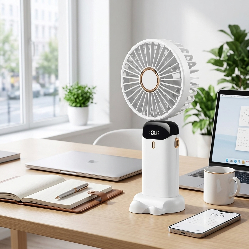 Portable Foldable Handheld Fan | Phone Stand & LED Display