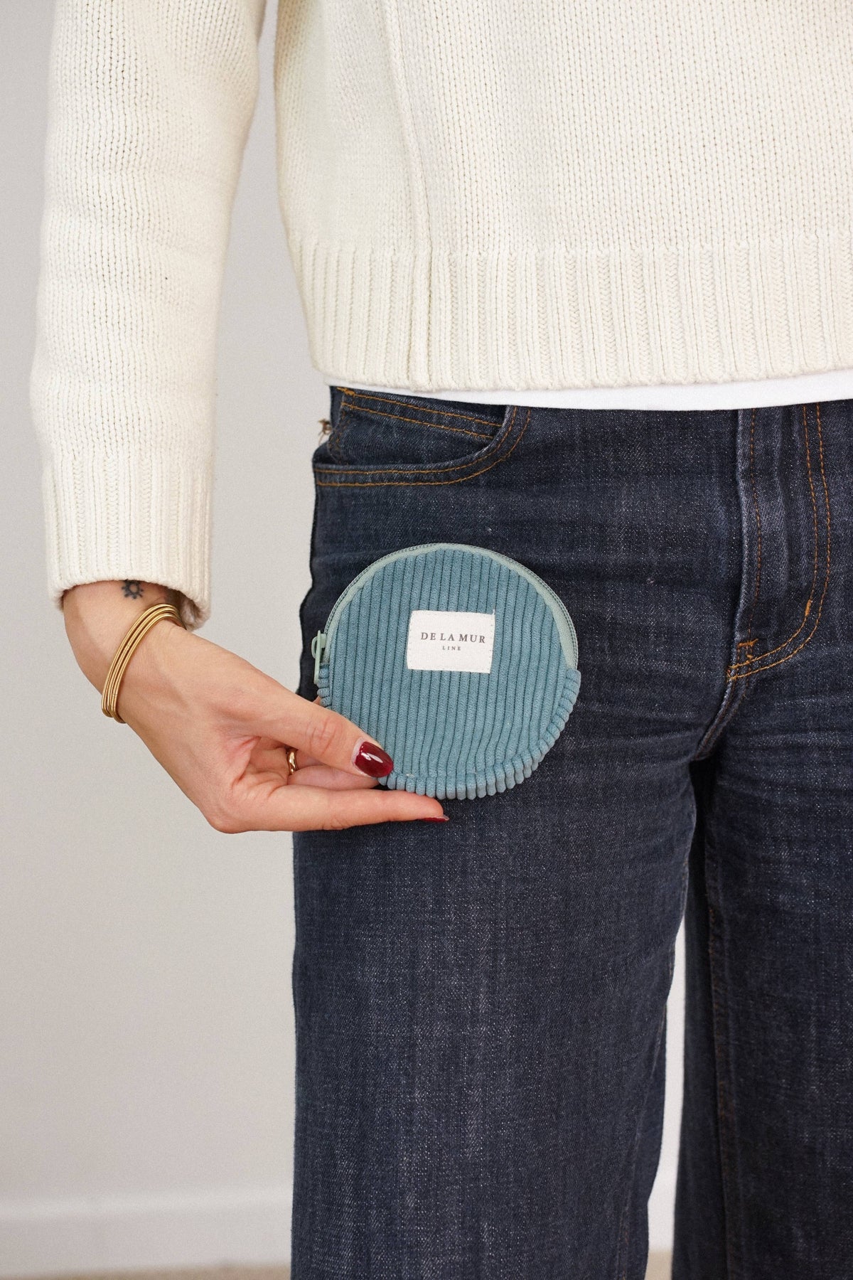 Corduroy Round Coin Purse – Teal (Jade)