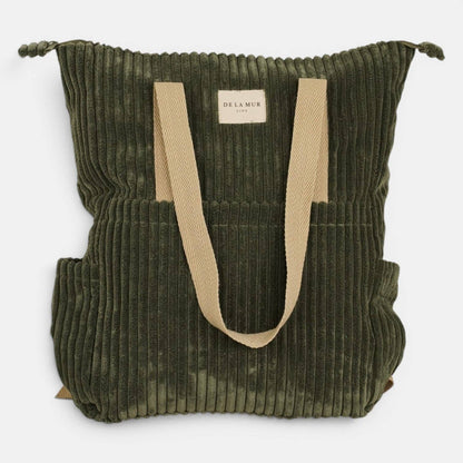 Corduroy Backpack - Shoulder Bag – Olive Green (Musgo)