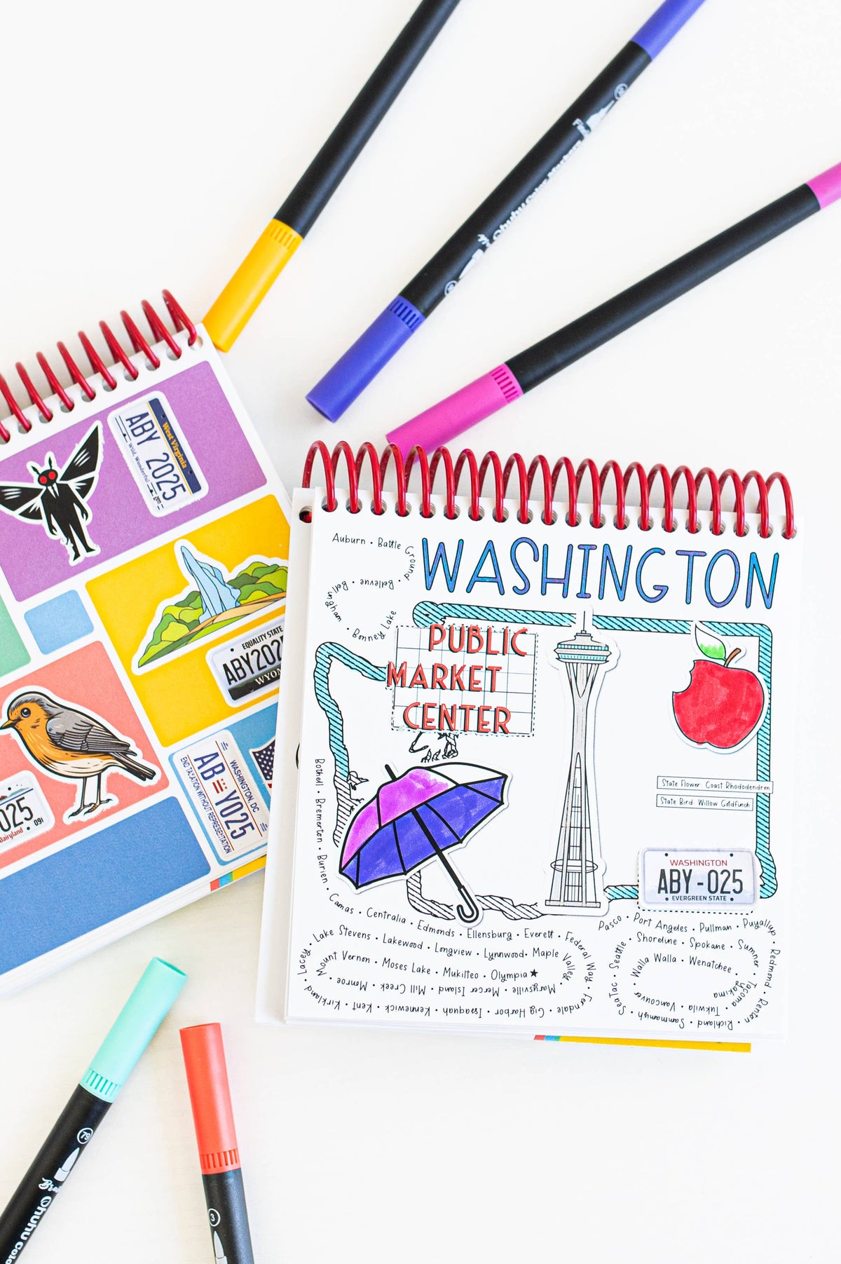 Roadtrip Trinkets Deluxe Spiral Coloring Book with Stickers