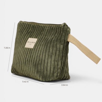 Corduroy Large Makeup Bag – Olive Green (Musgo)