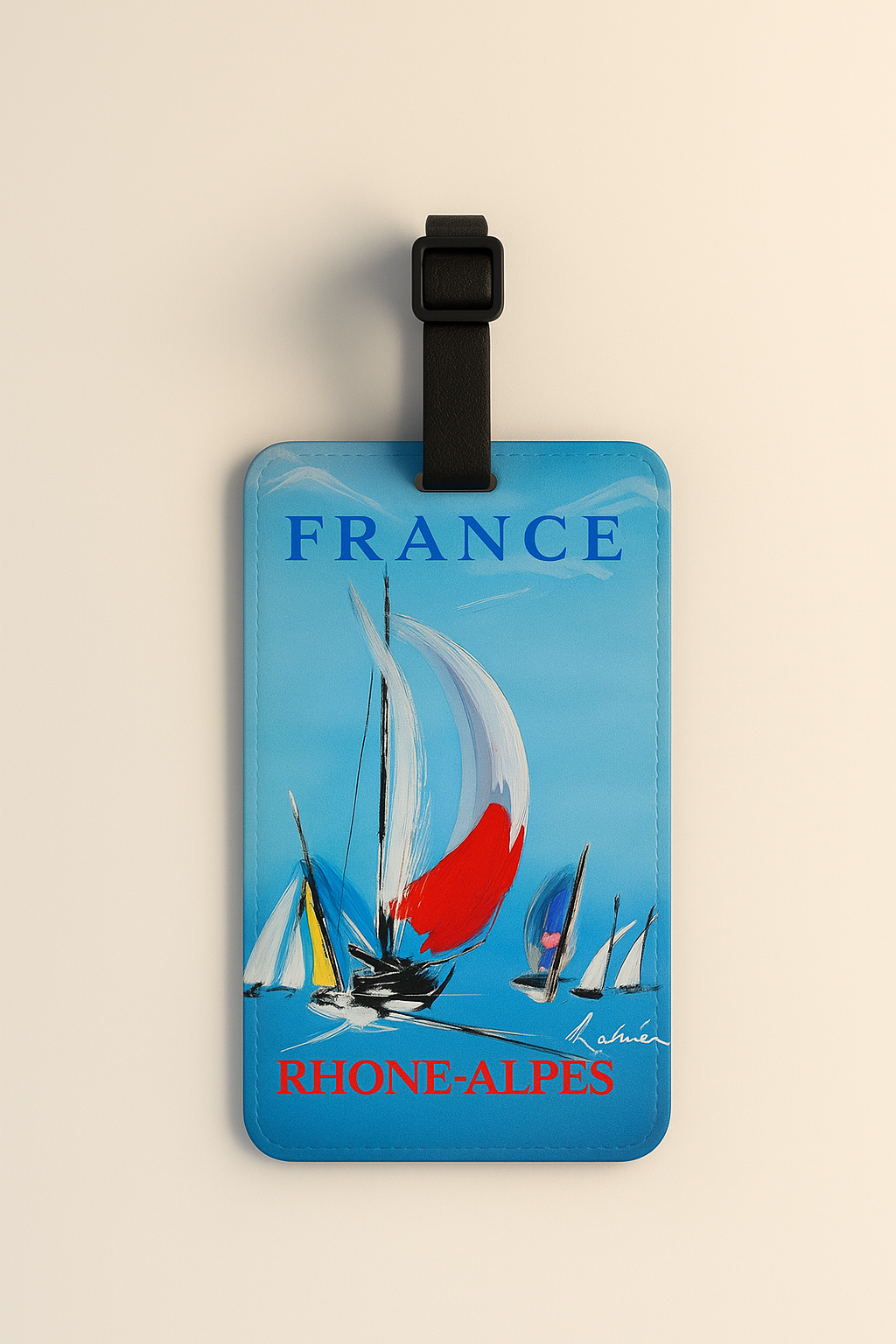 Vegan Leather Luggage Tags: Vintage Poster Art (France)
