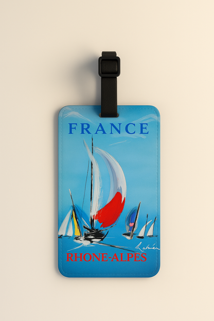 Vegan Leather Luggage Tags: Vintage Poster Art (France)