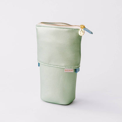 Luxe Standing Pencil Pouch - Metallic Seafoam Green