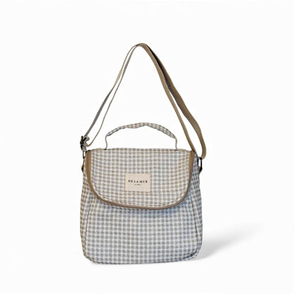 Gingham Jacquard Lunch Bag – Beige & Ecru (Vison)