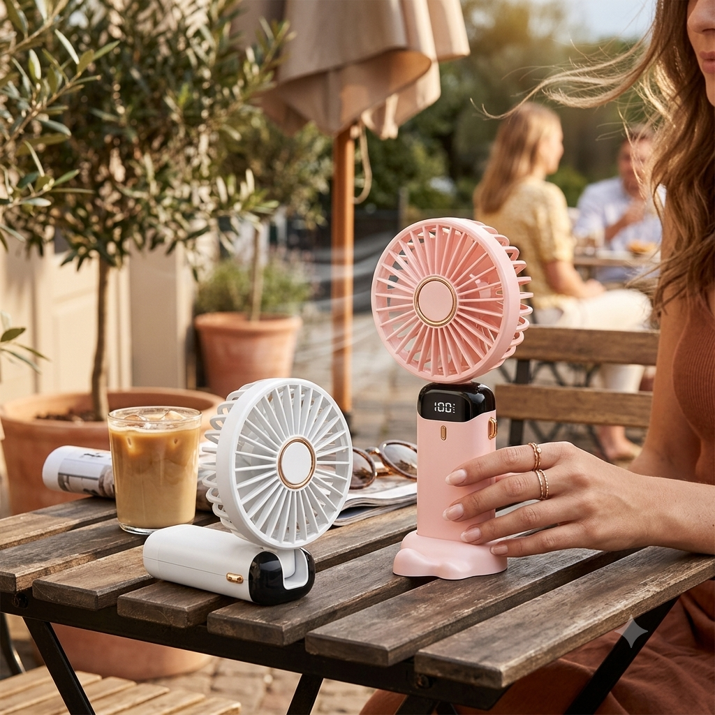 Portable Foldable Handheld Fan | Phone Stand & LED Display