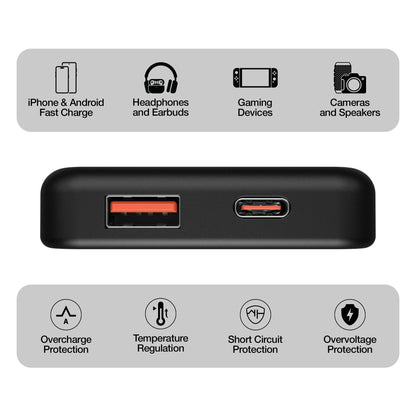 5,000mAh|5K Slim Dual-PortFast Charge PowerBank w/ 20W USB-C