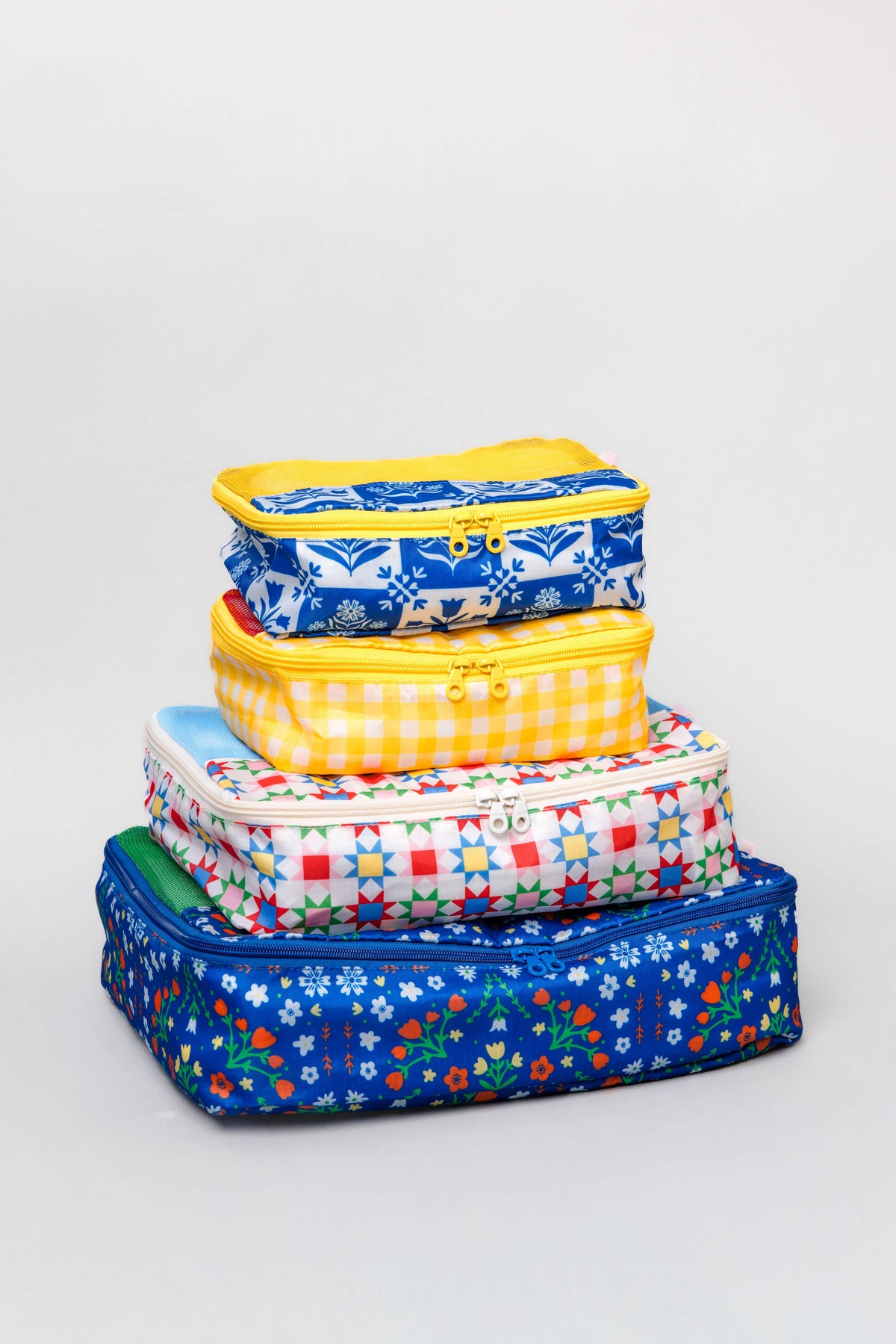 Packing Cube Set, Blue Scandinavian Floral