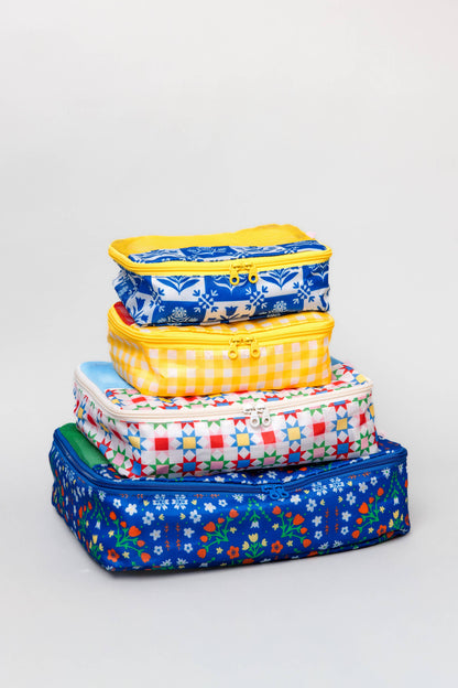 Packing Cube Set, Blue Scandinavian Floral