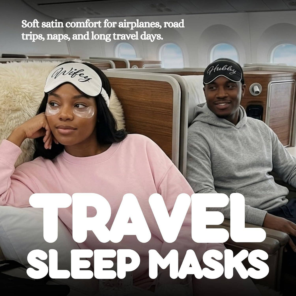 Luxury Satin Sleep Eye Mask: 2 Pack - Wifey & Hubby