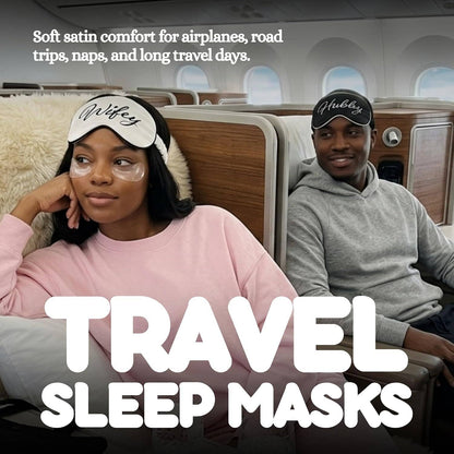 Luxury Satin Sleep Eye Mask: 2 Pack - Wifey & Hubby
