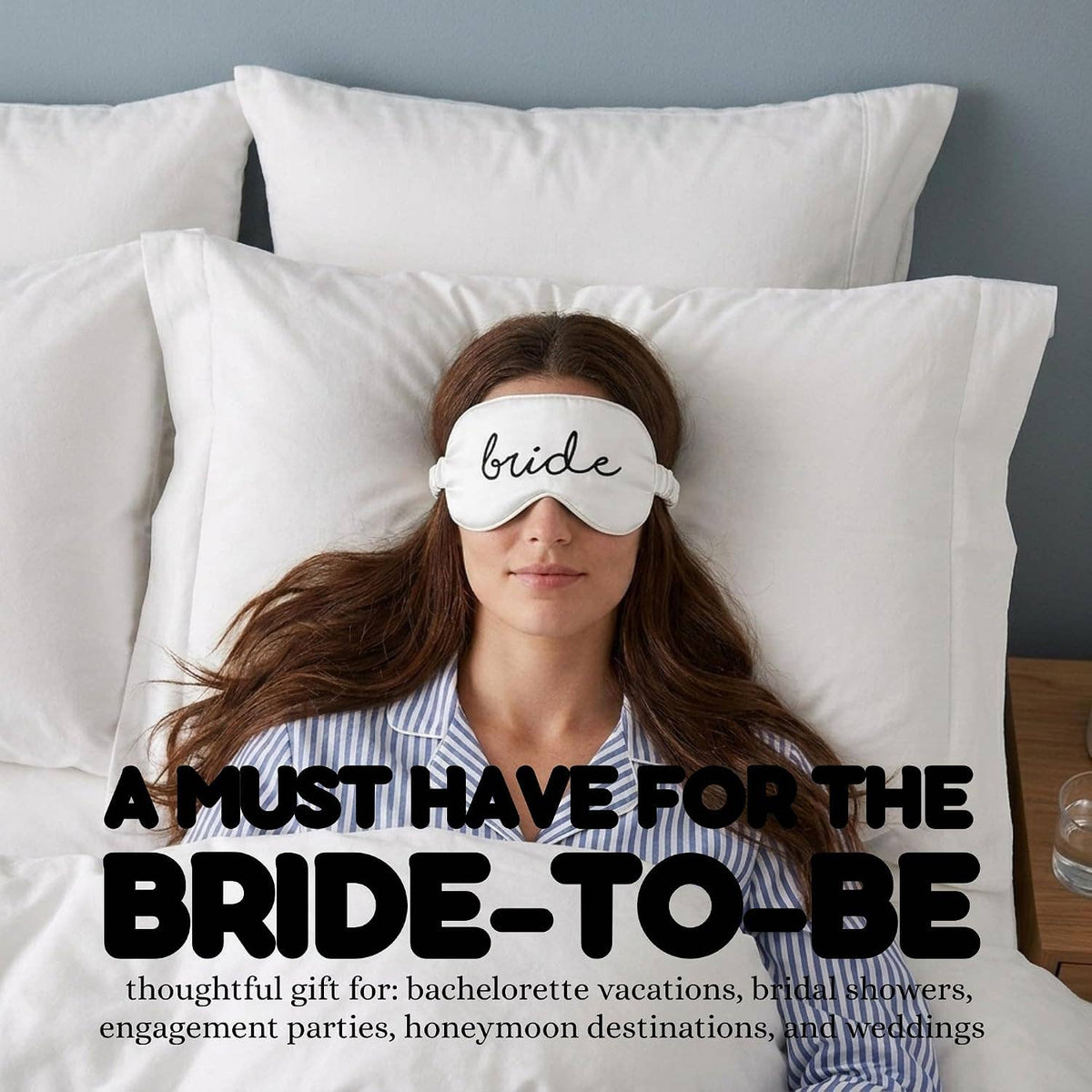 Luxury Adjustable Satin Sleep Eye Mask - Bride - White