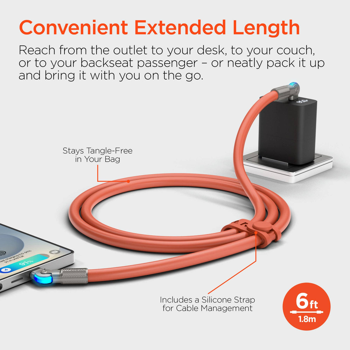 Chunky180° 100W USB-C to USB-C Rugged Fast Charge Cable 6ft