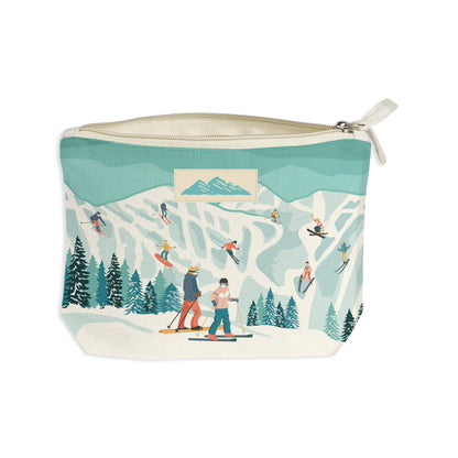Whimsical Ski Recycled Canvas Zip Pouch