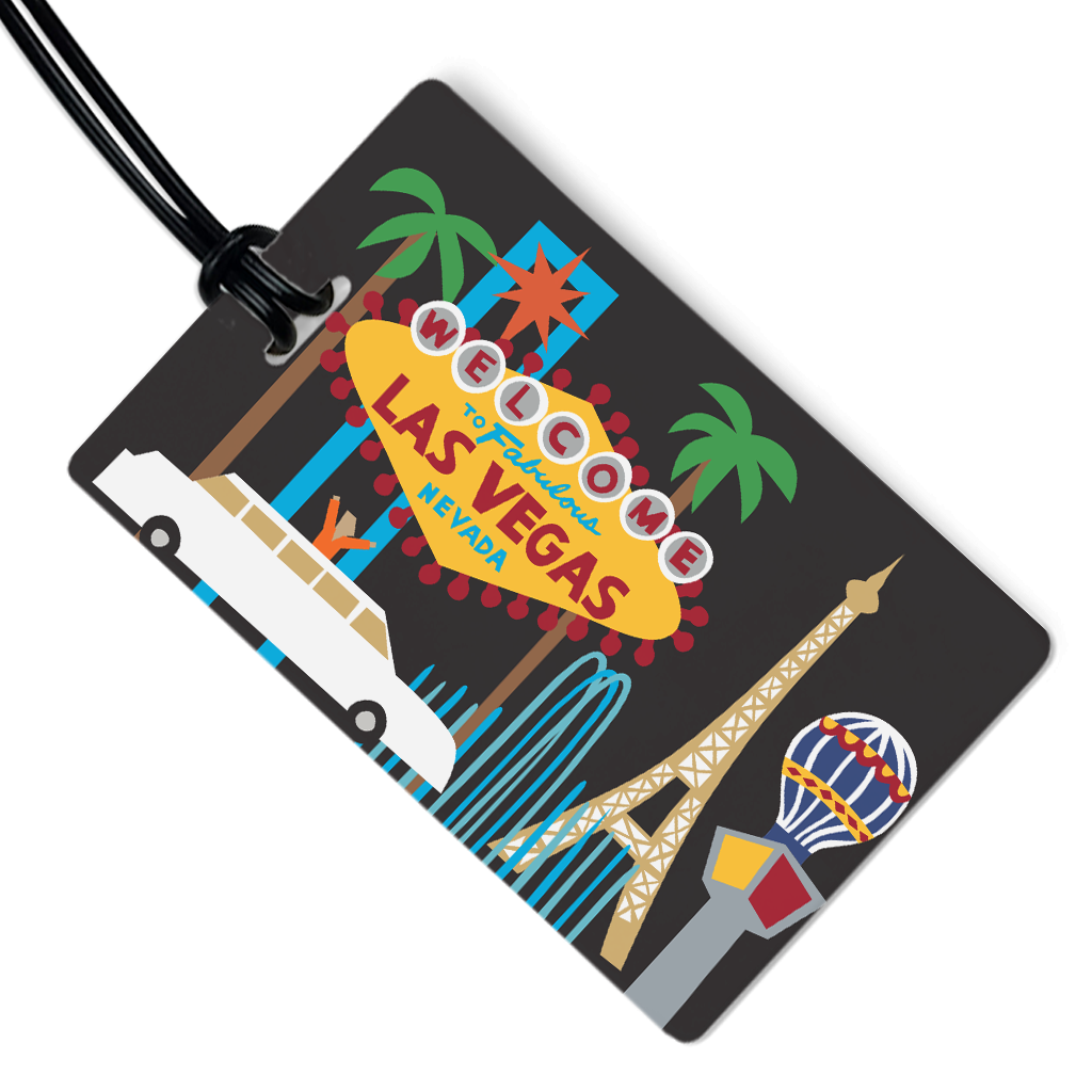 Las Vegas Luggage Tag w/ Black Strap
