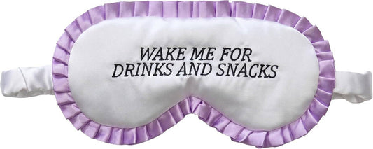 Adjustable Ruffle Satin Sleep Eye Mask - Wake Me For Drinks