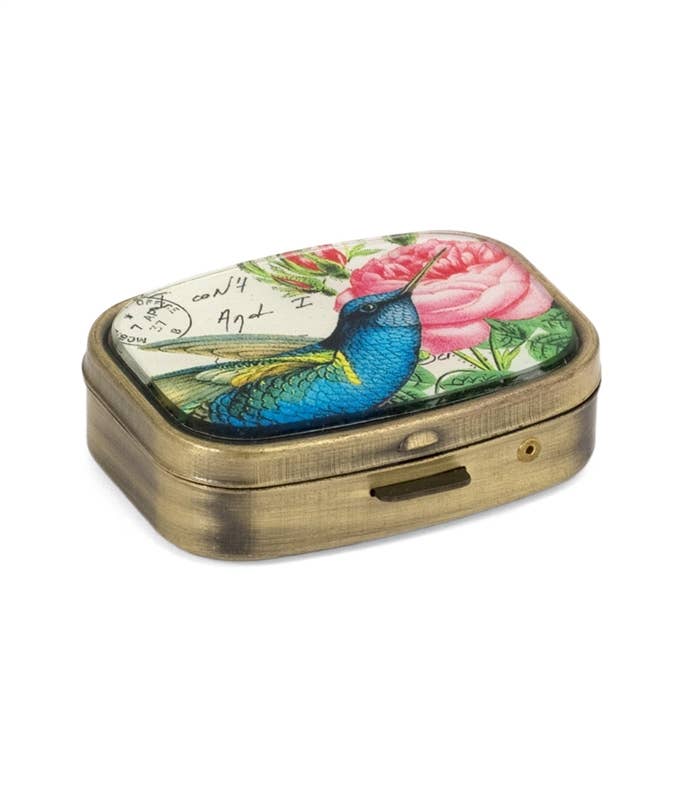 Blue Hummingbird Pill Box
