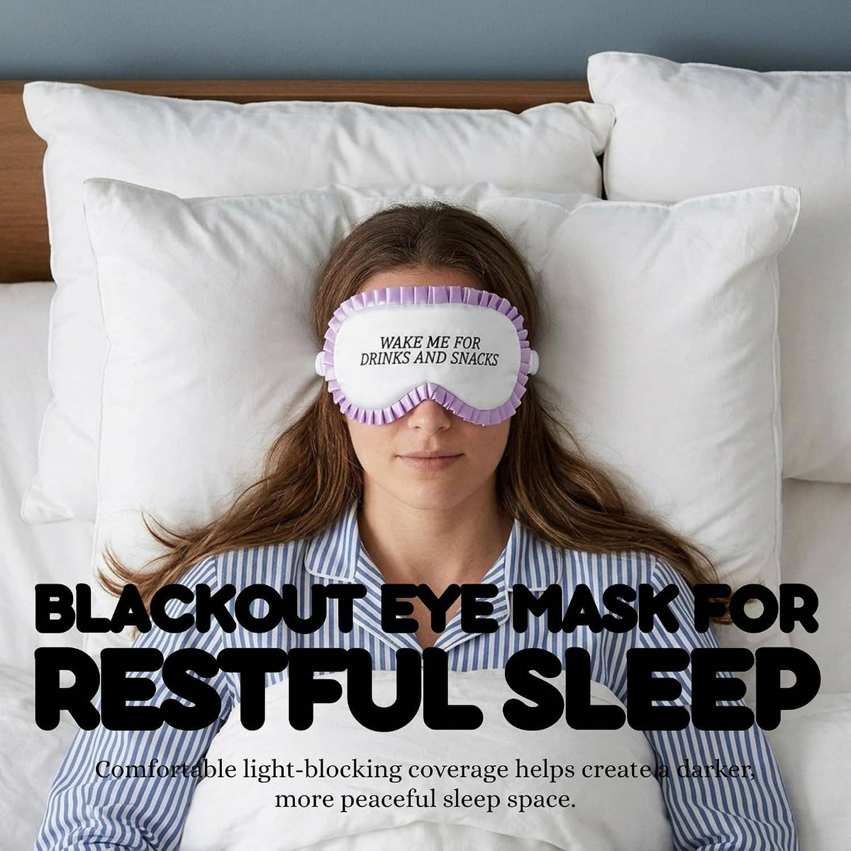 Adjustable Ruffle Satin Sleep Eye Mask - Wake Me For Drinks