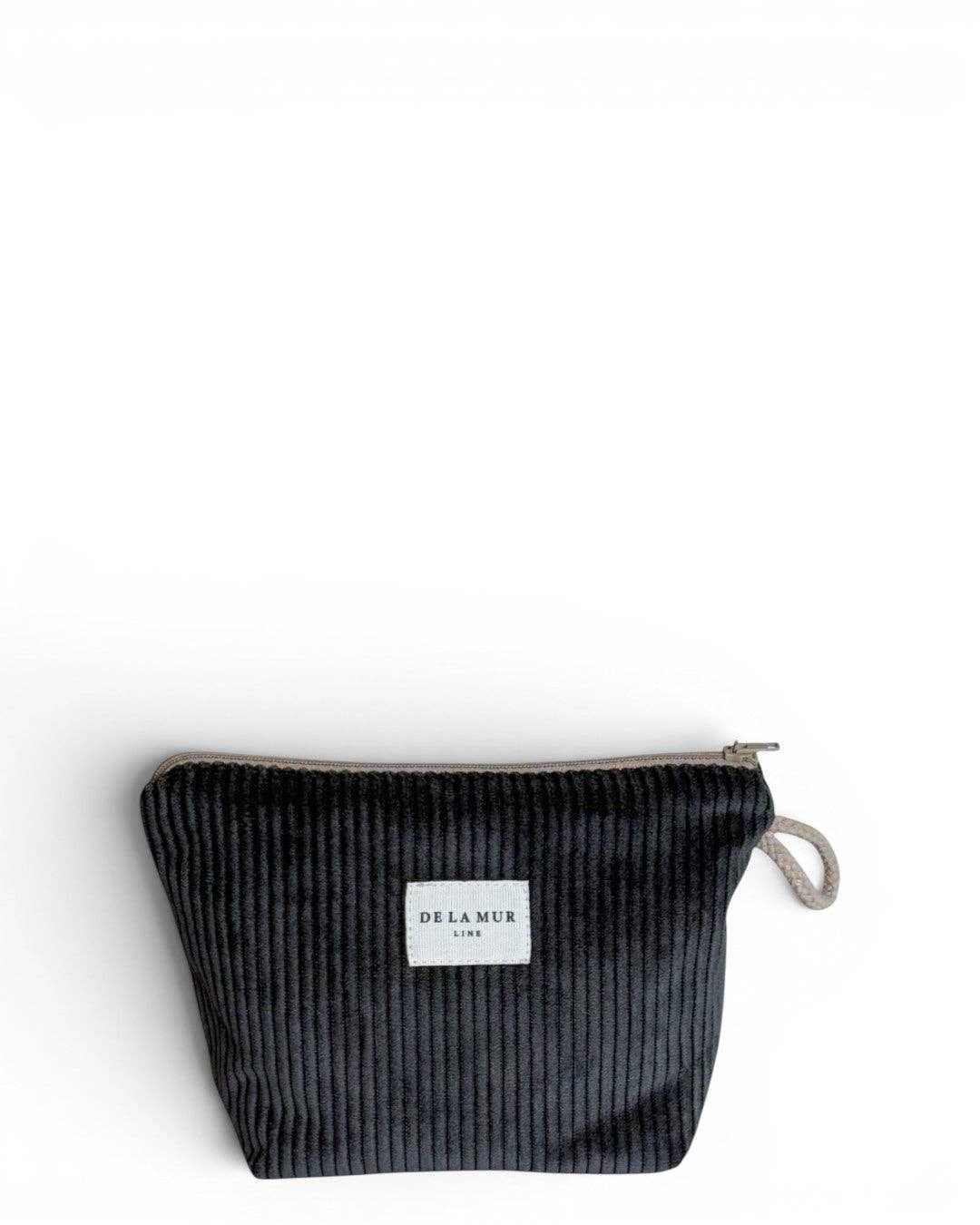 Corduroy Small Makeup Bag – Charcoal Gray (Boni)