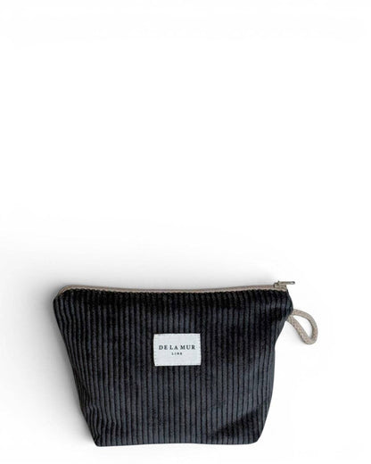 Corduroy Small Makeup Bag – Charcoal Gray (Boni)