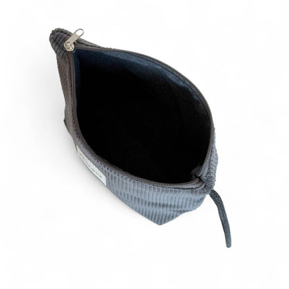 Corduroy Large Toiletry Bag – Charcoal Gray (Boni)