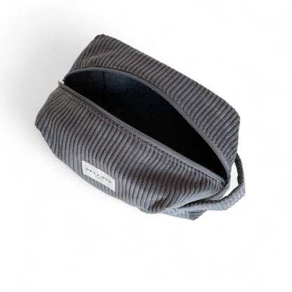 Corduroy Squared Toiletry Bag – Charcoal Gray (Boni)